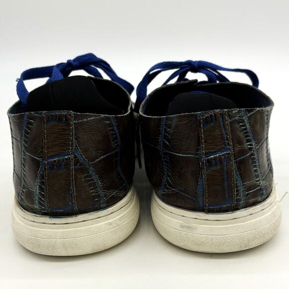 Donald Pliner Alligator Print Shoes Mens 11 Pierce Brown Leather Blue Lace Up main image 4